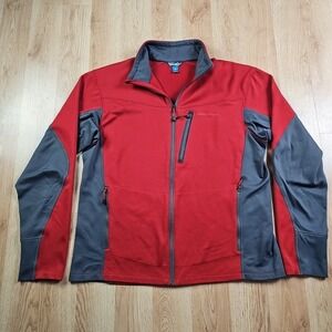 Eddie Bauer First Ascent Jacket Mens‎ Large Red Fleece Full Zip Sweater Active